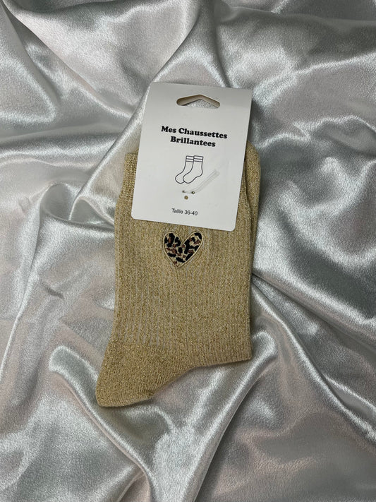 Chaussettes Cœur Léopard