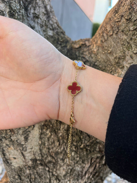 Bracelet TRÈFLES bordeaux